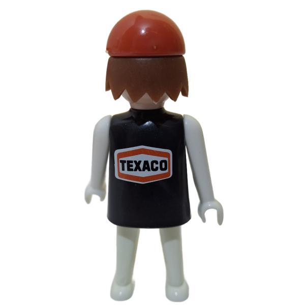 Playmobil ® Mann schwarz / weiß schwarze Haare feste Hände TEXACO mit Werkzeugkasten gebraucht