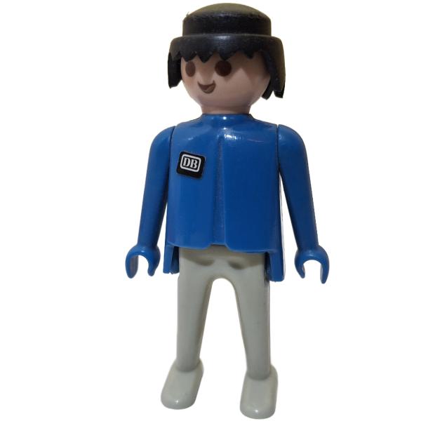 Playmobil ® Mann blau / beige schwarze Haare feste Hände DB gebraucht