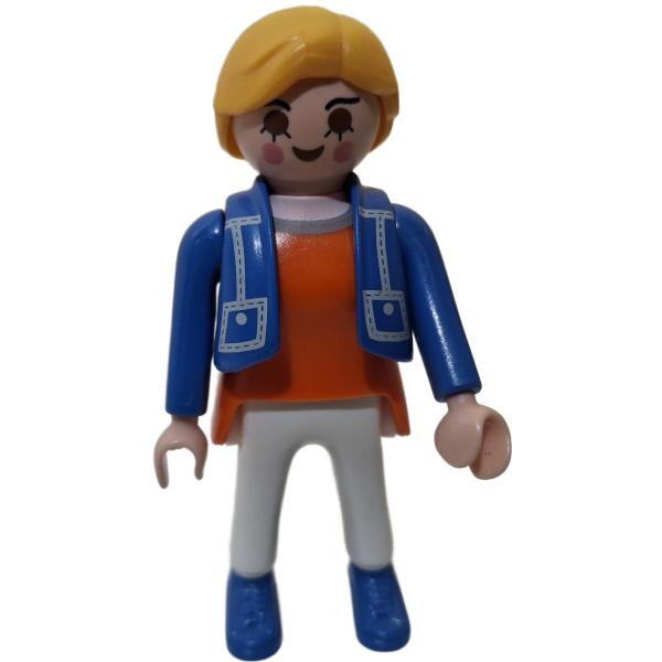 Playmobil ® Frau blaue Jacke weiße Hose blonde Haare gebraucht