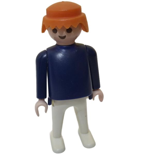 Playmobil ® Mann dunkelblau / weiß orange Haare gebraucht