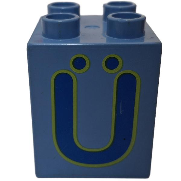 LEGO® DUPLO® 2 x 2 Stein 2 Hoch bedruckt mit Buchstaben Ü gebraucht