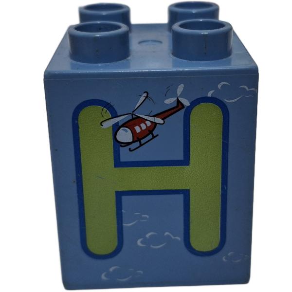LEGO® DUPLO® 2 x 2 Stein 2 Hoch bedruckt mit Buchstaben H gebraucht