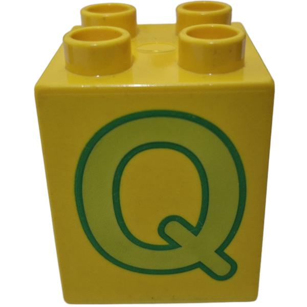 LEGO® DUPLO® 2 x 2 Stein 2 Hoch bedruckt mit Buchstaben Q gebraucht