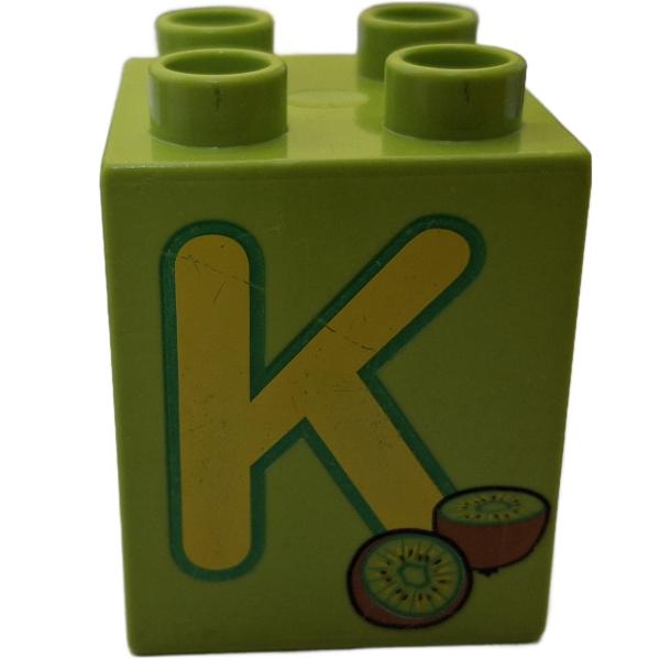 LEGO® DUPLO® 2 x 2 Stein 2 Hoch bedruckt mit Buchstaben K gebraucht