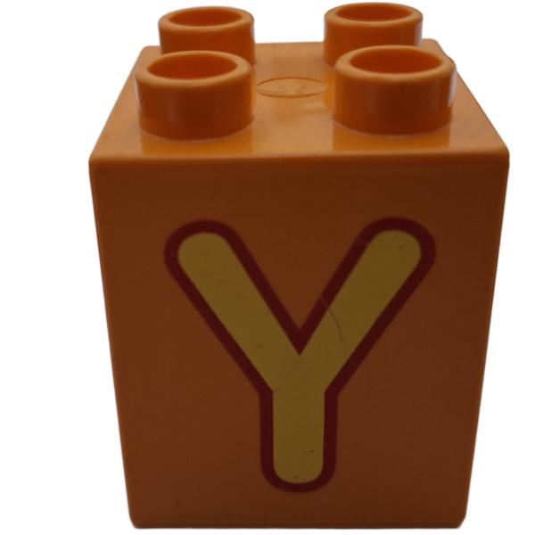 LEGO® DUPLO® 2 x 2 Stein 2 Hoch bedruckt mit Buchstaben Y gebraucht