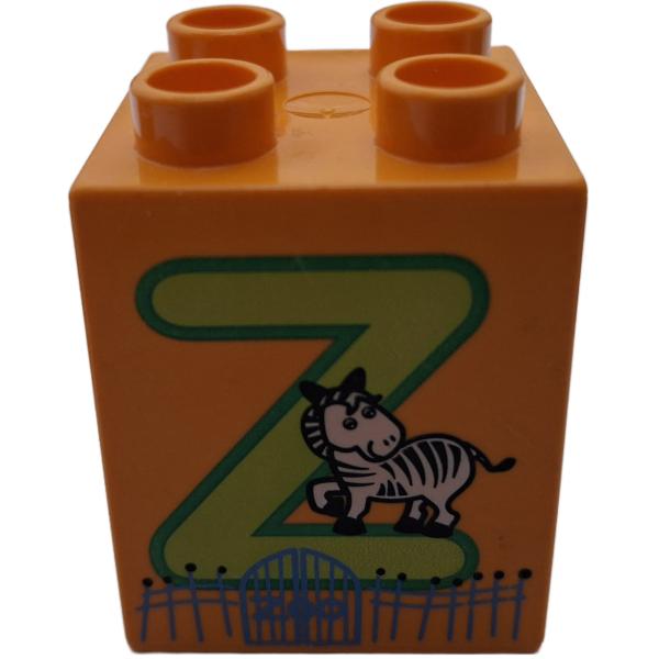 LEGO® DUPLO® 2 x 2 Stein 2 Hoch bedruckt mit Buchstaben Z gebraucht