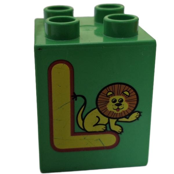 LEGO® DUPLO® 2 x 2 Stein 2 Hoch bedruckt mit Buchstaben L gebraucht