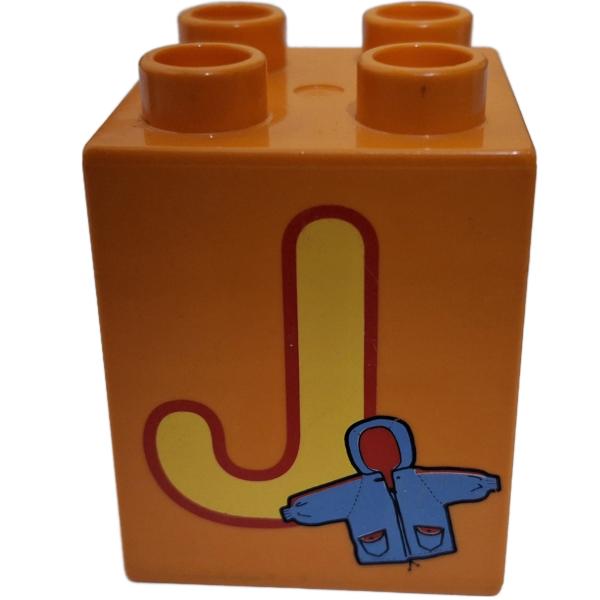 LEGO® DUPLO® 2 x 2 Stein 2 Hoch bedruckt mit Buchstaben J gebraucht