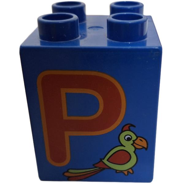 LEGO® DUPLO® 2 x 2 Stein 2 Hoch bedruckt mit Buchstaben P gebraucht