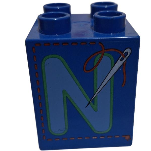 LEGO® DUPLO® 2 x 2 Stein 2 Hoch bedruckt mit Buchstaben N gebraucht