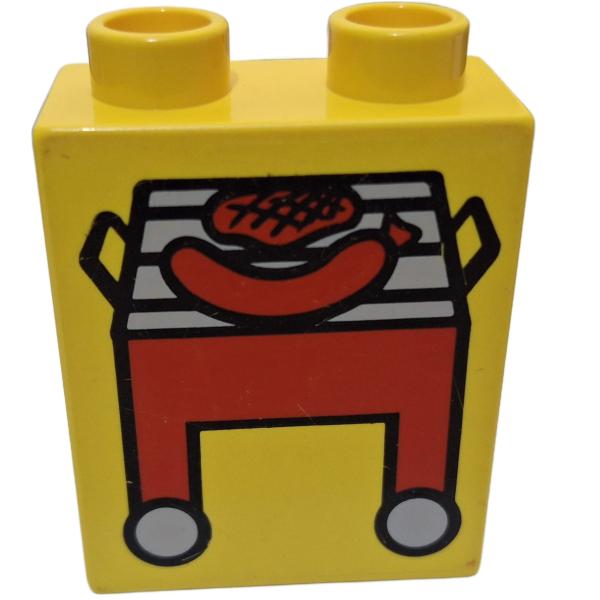 LEGO® DUPLO® 4066 1 x 2 x 2 bedruckt  gelb mit Grill gebraucht