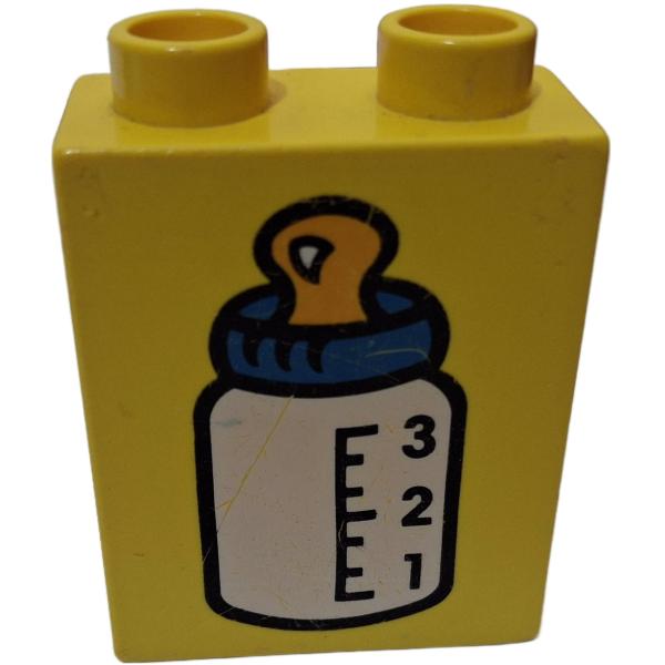LEGO® DUPLO® 4066 1 x 2 x 2 bedruckt  gelb mit Babyflasche gebraucht