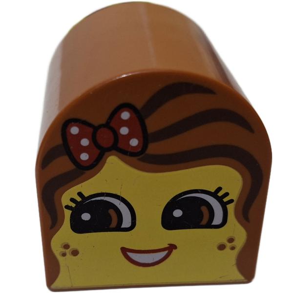 LEGO® DUPLO® 3664 Dachstein 2 x 2 rund hellbraun bedruckt Gesicht Mädchen gebraucht