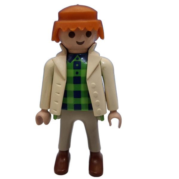 Playmobil ® Mann beige Jacke kariertes Oberteil gebraucht