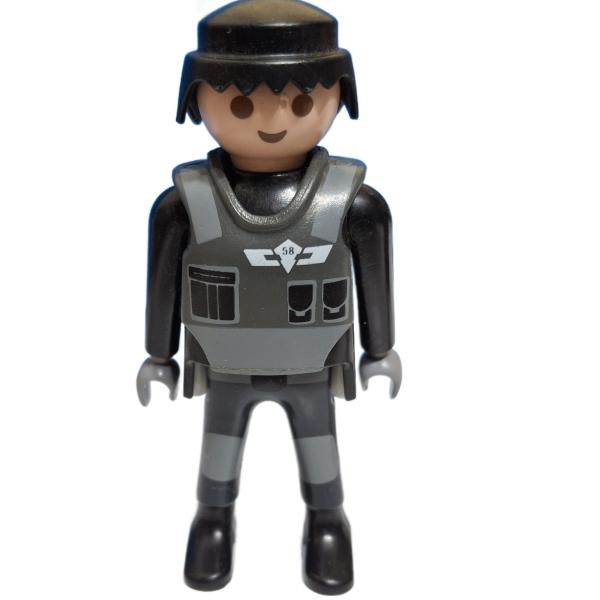 Playmobil ® Mann SEK schwarzes Haar gebraucht