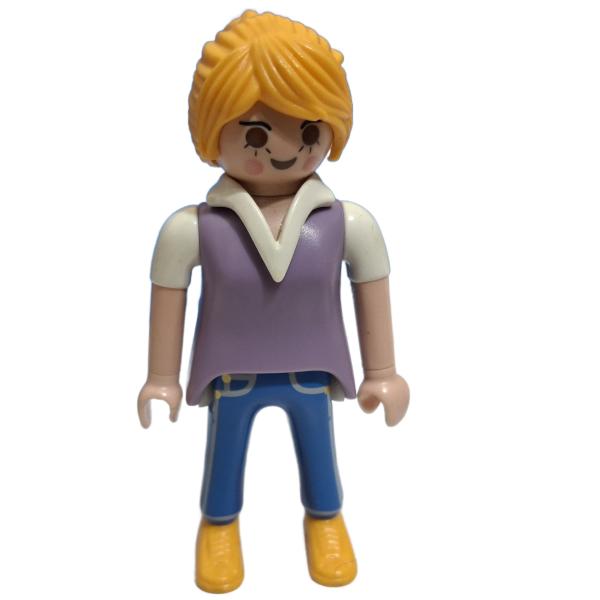 Playmobil ® Frau lila Oberteil blonde Haare gebraucht