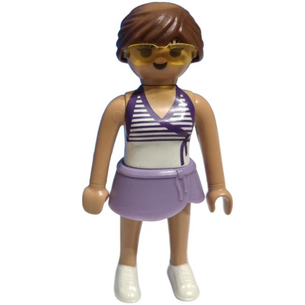 Playmobil ®Frau lila Rock braune Haare gebraucht