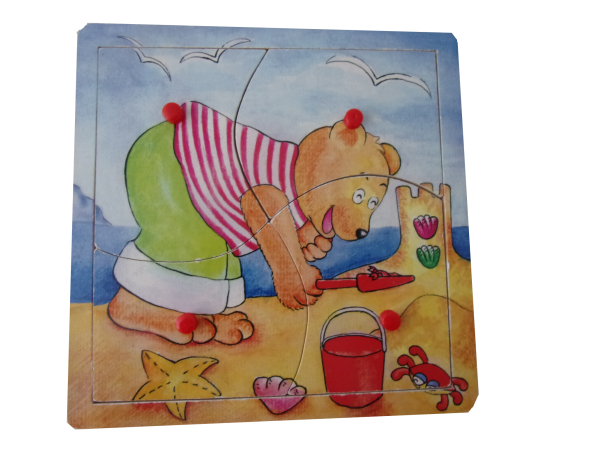 Holzpuzzle 4 Teile "Teddy am Strand"  gebraucht