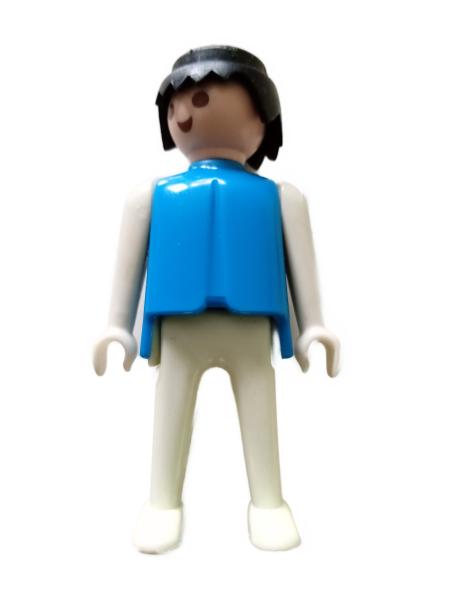 Playmobil ® Mann blau weiß schwarze Haare gebraucht