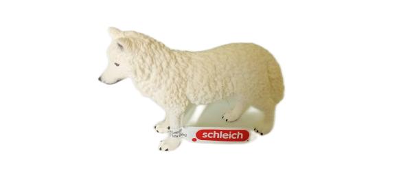 Schleich ® 17014 WWF Arktischer Wolf mit Fahne gebraucht