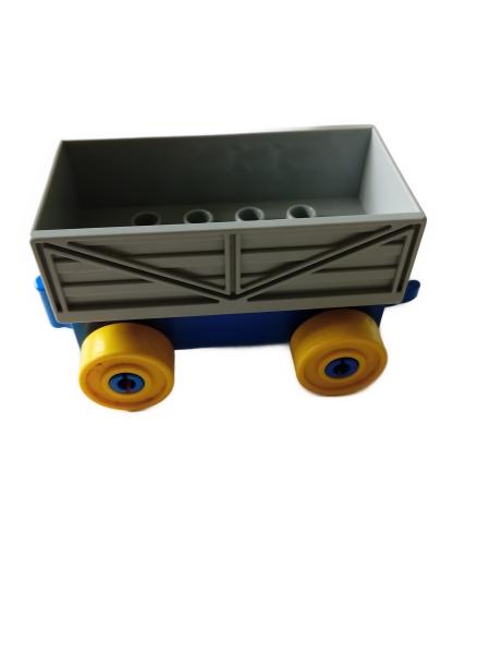 LEGO® DUPLO® Eisenbahn Niederbordwaggon grau blau gebraucht