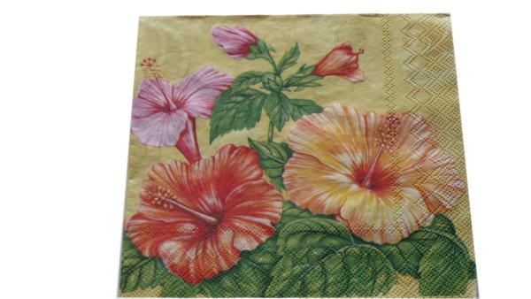 Serviette 33 x 33 cm Blume gelb 2 Motive