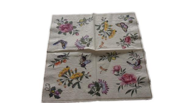Serviette 33 x 33 cm Schmetterlingsblumen