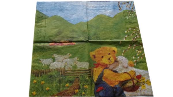 Serviette 33 x 33 cm Teddy mit Schäfchen