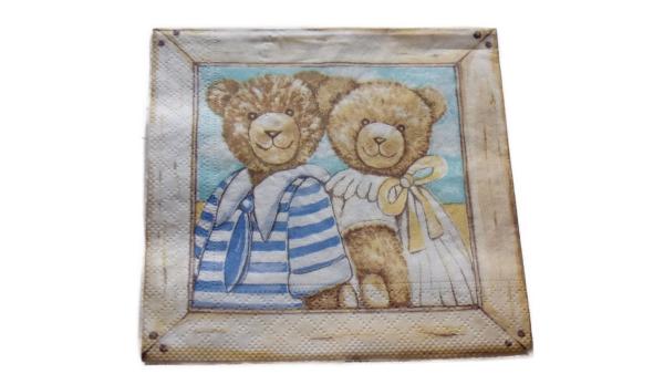 Serviette 33 x 33 cm Bären am Strand