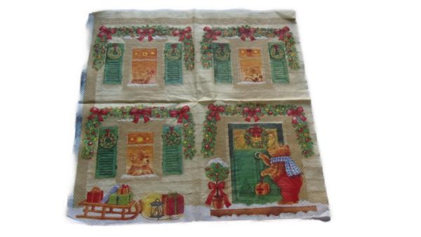Serviette 33 x 33 cm Bärenhaus Weihnachten