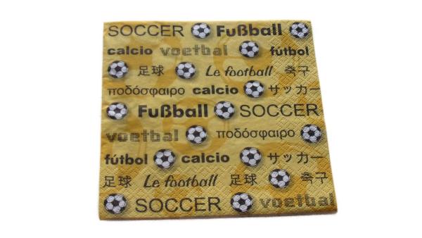 Serviette 33 x 33 cm Fußball gelb
