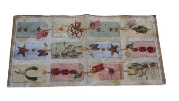 Serviette 33 x 33 cm Weihnachtsanhänger