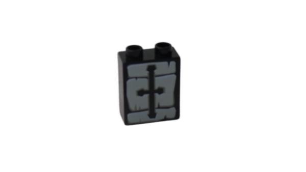 LEGO® DUPLO® 1 x 2 x 2 Stein schwarz bedruckt Wand gebraucht