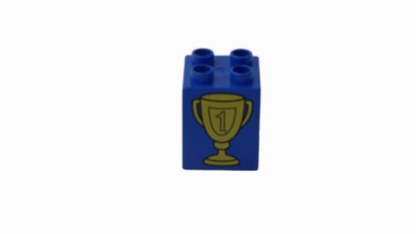 LEGO® DUPLO® 2 x 2 Stein 2 Hoch bedruckt mit Pokal gebraucht