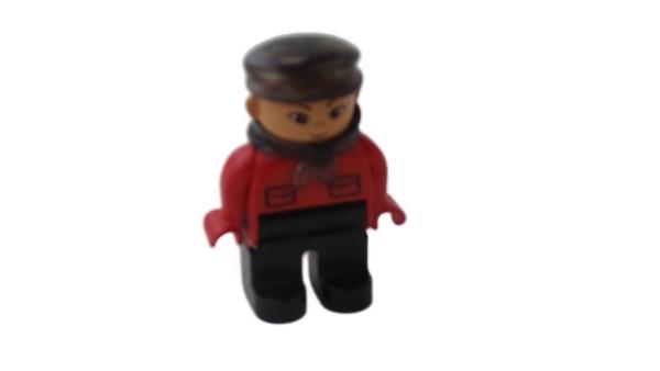 LEGO® DUPLO® Mann rot/schwarz mit Mütze ältere Version gebraucht