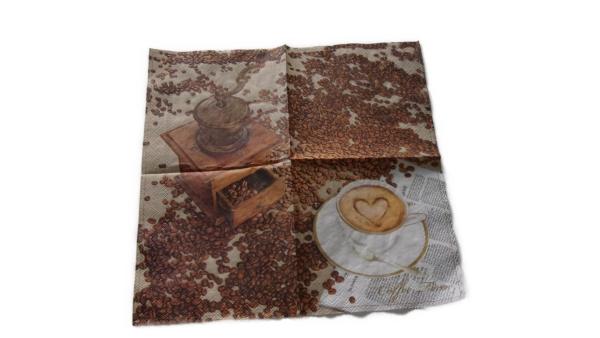Serviette 25 x 25 cm Kaffeemühle