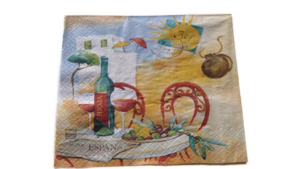 Serviette 33 x 33 cm Spanischer Wein 2 Motive