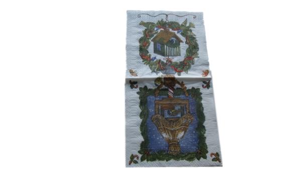 Serviette 33 x 33 cm Vogelhaus