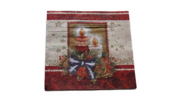 Serviette 33 x 33 cm Weihnachtskerzen